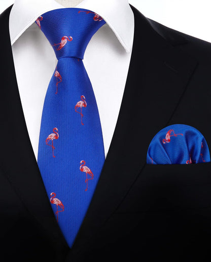 Ties for Men Classic Animal Tie and Pocket Square Set Jacquard Woven Silk Neckties Handkerchief Wedding Party