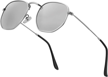 Hipster Hexagonal Polarized Sunglasses Men Women Geometric Square Small Vintage Metal Frame Retro Shade Glasses