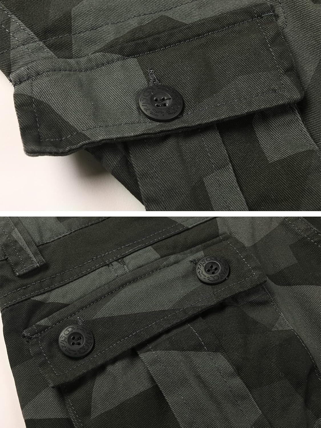 Men'S Cotton Casual Cargo Work Pants Baggy Camo Tactical Combat Trousers with 8 Pockets (No Belt)