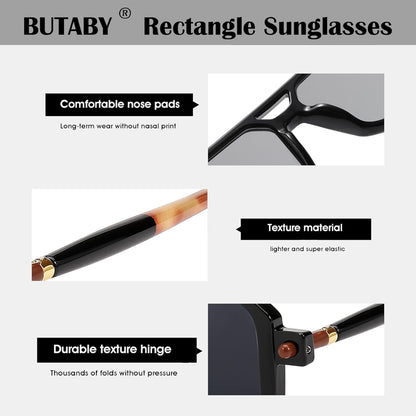 Retro Square 70S Flat Aviator Sunglasses Women Men Vintage Trendy Plastic Frame Sun Glasses UV400 Protection