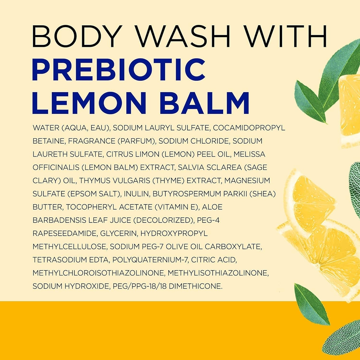 Body Wash with Pure Epsom Salt, with Prebiotic Lemon Balm & Sage, 24 Fl Oz (Pack of 4)