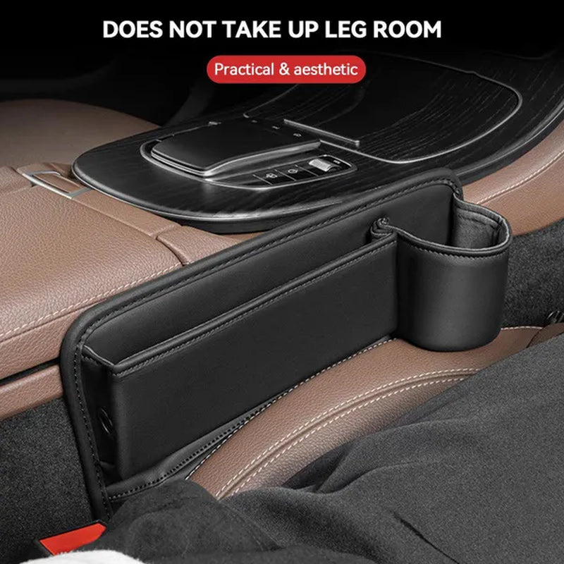 1/2pcs PU Leather Multifunctional Car Seat Gap Organizer Filler Console Side Pocket Catcher with Cup Holder for Phone Wallet Card Key Cigarette