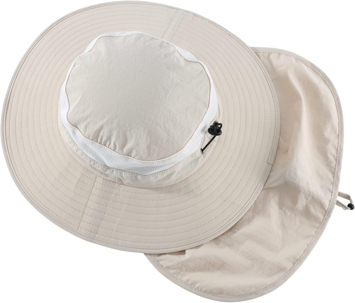 Outdoor UPF50+ Mesh Sun Hat Wide Brim Fishing Hat with Neck Flap Sun Hat for Men Women