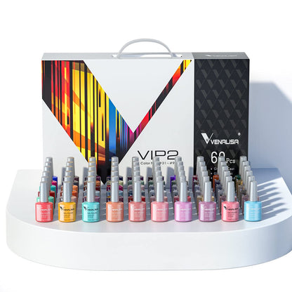 VENALISA VIP4 Gel Nail Polish Set, 60 Colors 7.5ML All Seasons Holiday Gel Polish Soak Off Glitter Nail Art Starter Kit Beauty Set for Women Girls Valentines Birthday Day Gift