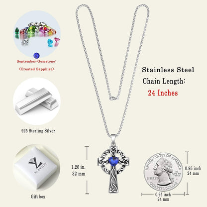 Women'S Cross Pendant Necklace Sterling Silver Celtic Knot Filigree Infinity Cubic Zirconia Crucifix Jewelry