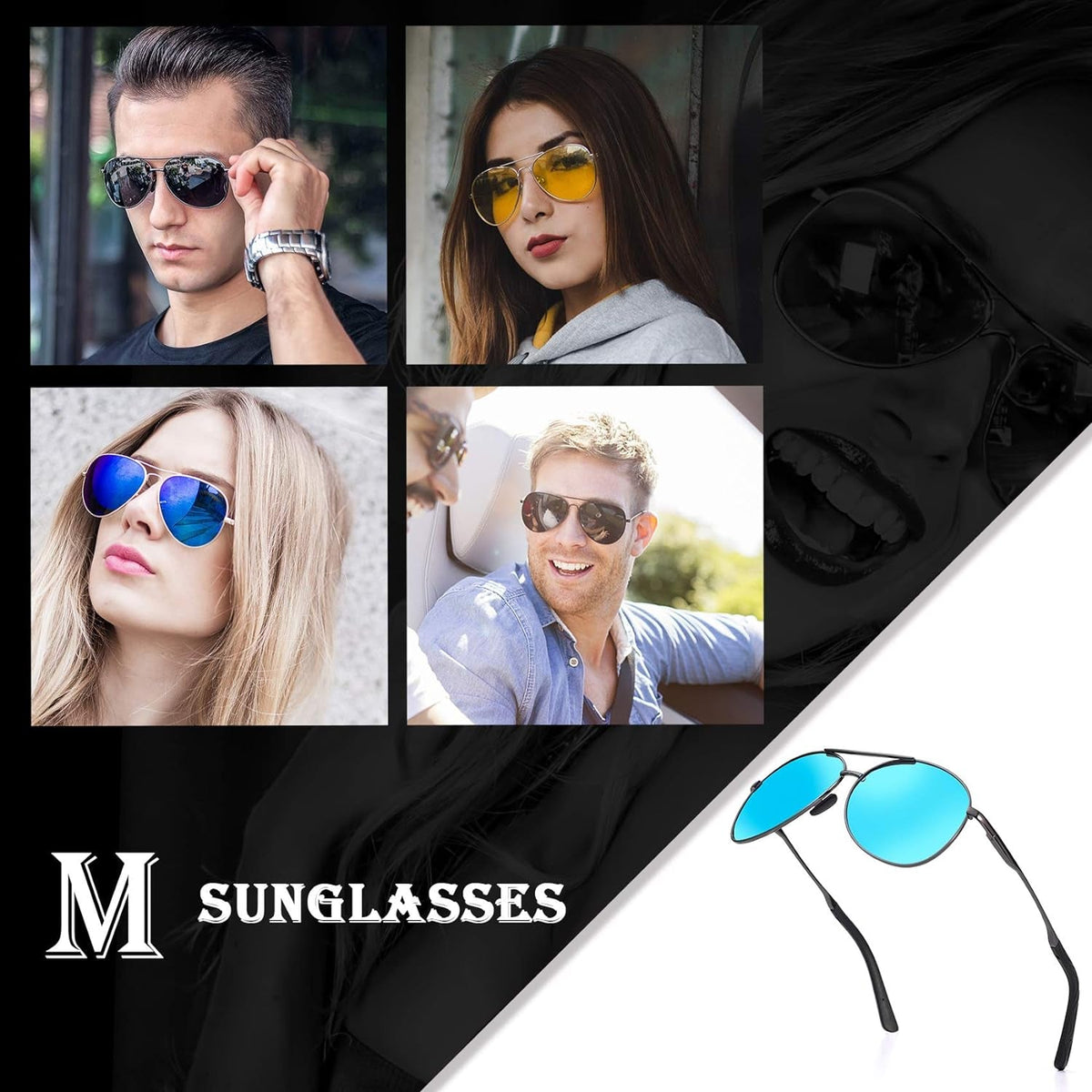 Aviator Sunglasses for Men Polarized Women UV Protection Lightweight Driving Fishing Sports Mens Sunglasses MX208