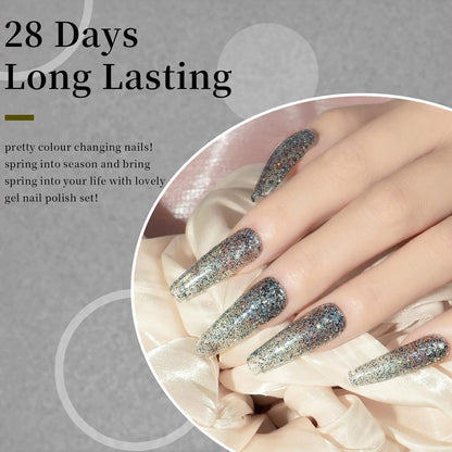 15ML Glitter Gel Nail Polish 1Pc Galaxy Glitter Gel Polish Soak off UV LED Nail Polish Nail Art Starter Manicure Salon DIY at Home, 0.5 OZ