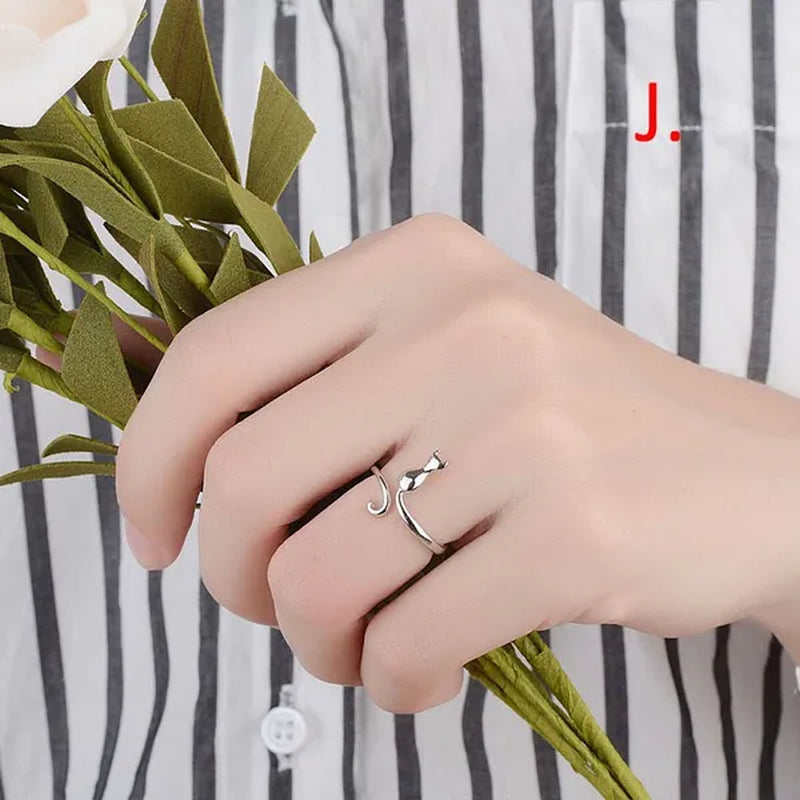 1Pcs Cute Cat Kitten Ring Animal Opening Ring Cocktail Party Women Cute Pet Adjustable Rings Anniversary Jewelry Gift