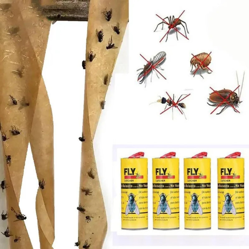 4/8/12/16/20 Rolls Sticky Fly Trap Glue Paper Insect Bug Catcher Strip Glue Paper Catcher Traps Fly Bug Household Flies Sticker