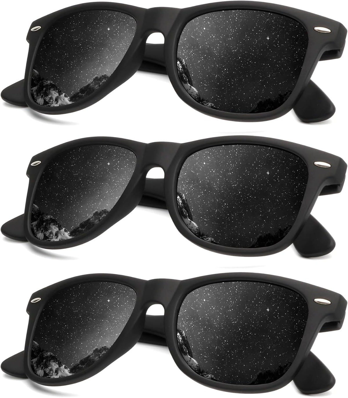 Polarized Sunglasses for Men and Women Matte Finish Sun Glasses Color Mirror Lens UV Blocking (3 Pack)