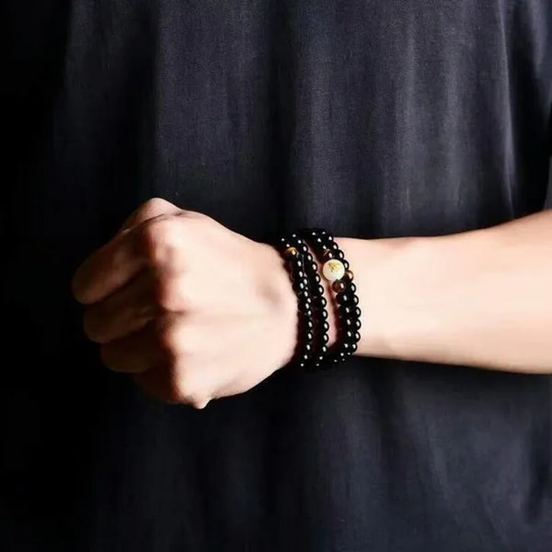 New Luminous Natural Stone Black Obsidian Healing Bracelet Weight Loss Unisex Slimmy Health Care Calming Bracelet