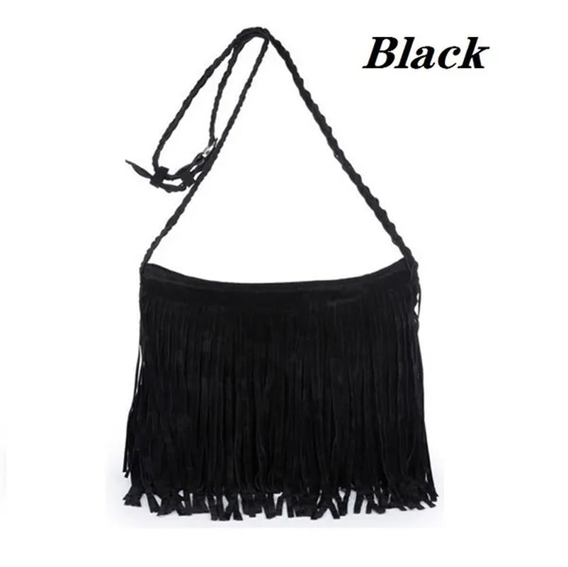 Womens Fashion Faux Suede Fringe Tassel Shoulder Bag Beach Handbags Messenger Bag（6 Colors）