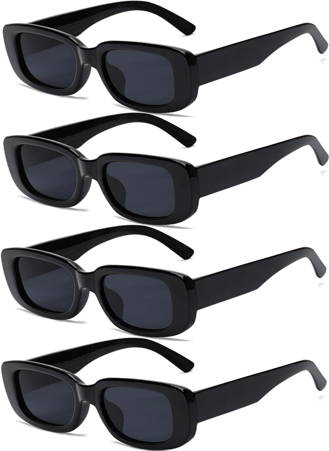 4 Pieces Retro Vintage Sunglasses Small Square Rectangle 90s Glasses Trendy Y2K for Women Aesthetic Accessories