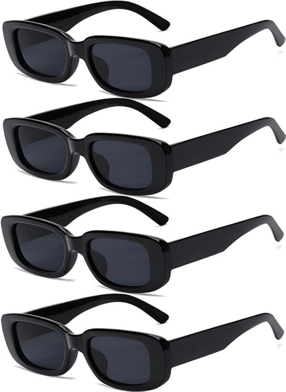 4 Pieces Retro Vintage Sunglasses Small Square Rectangle 90s Glasses Trendy Y2K for Women Aesthetic Accessories