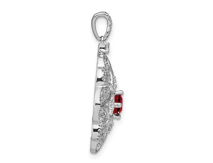 1/3 Carat (ctw) Natural Ruby Pendant Necklace in 14K White Gold with Diamonds 1/3 Carat (ctw) and Chain