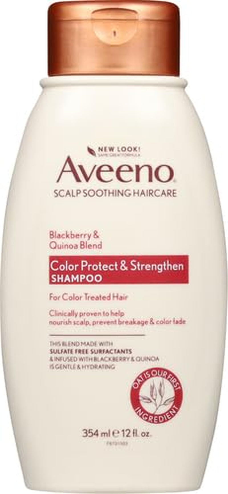 Aveeno Blackberry Quinoa Protein Blend Sulfate-Free Shampoo for Color-Treated Hair Protection, Daily Strengthening & Moisturizing Shampoo, Paraben & Dye-Free, 12 Fl Oz (Packaging May Vary)
