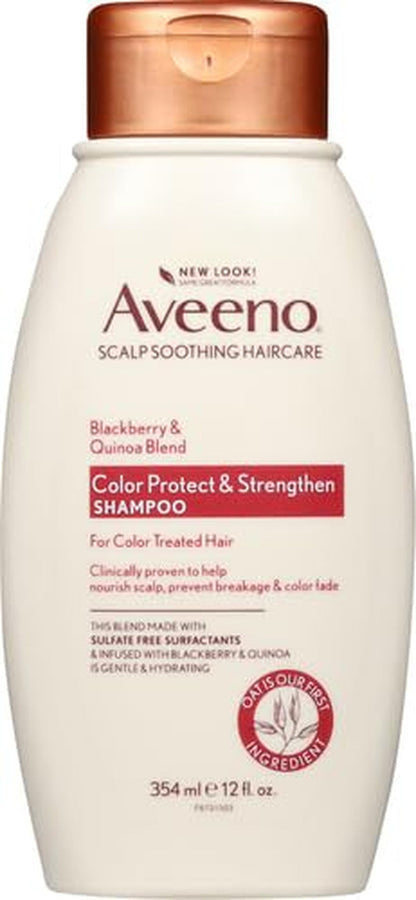 Aveeno Blackberry Quinoa Protein Blend Sulfate-Free Shampoo for Color-Treated Hair Protection, Daily Strengthening & Moisturizing Shampoo, Paraben & Dye-Free, 12 Fl Oz (Packaging May Vary)
