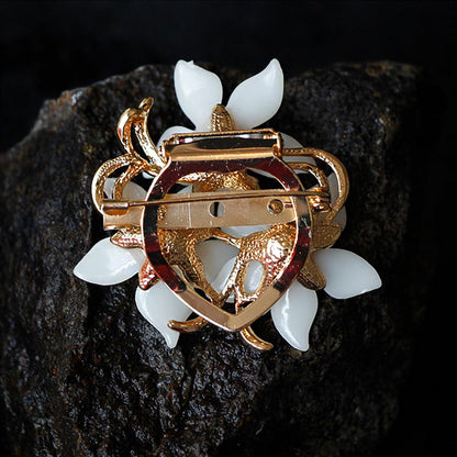Brooch Pin for Women Stylish Flowers Brooch with Created Crystal 17.6G | Brooches and Pins for Women | Flower Brooch | Flower Pins | Brooch for Women | Brooch Pins | Elegant Pins