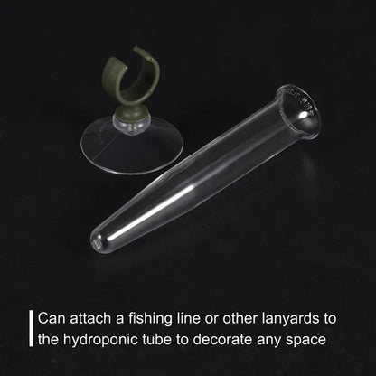 Floral Water Tubes with Suction Cup 0.6" ID 4" Plastic Wall Hanging Vase for Plants Flower Arrangement, Clear Pack of 4