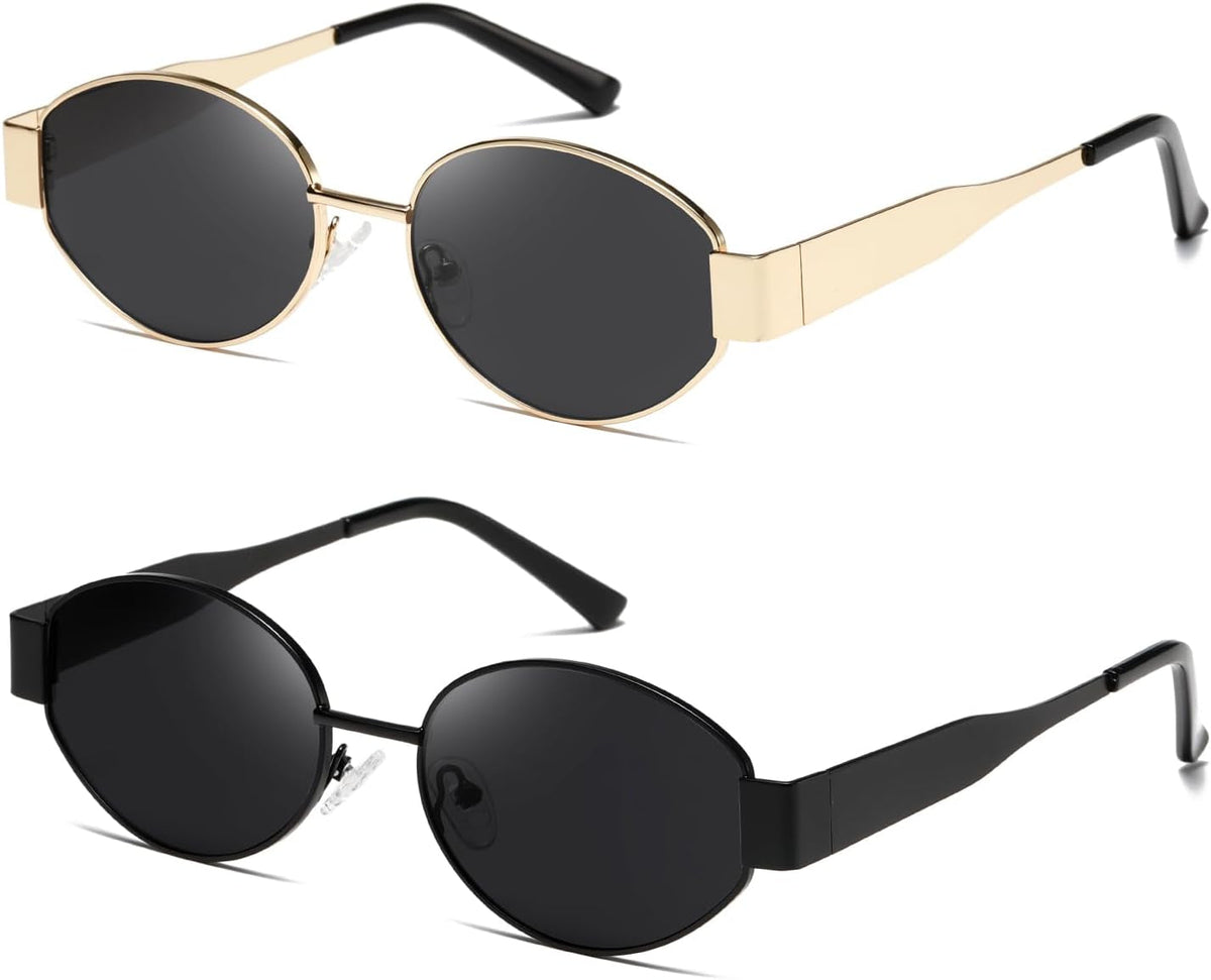 Oval Sunglasses Womens Men Retro Trendy Sun Glasses Classic Metal Shades K1653