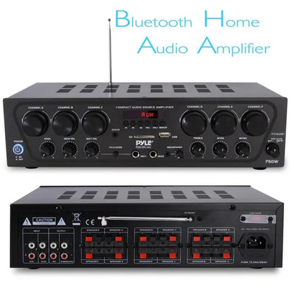 Pyle PTA62BT.5 Bluetooth Home Audio 750 Watt 6 Channel Amplifier Stereo Receiver (Open Box)