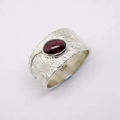 Popular Women Fashion 925 Sterling Silver Ring Elegant Vintage Natural Ruby Jewelry Wedding Engagement Party Ring Size 5-11
