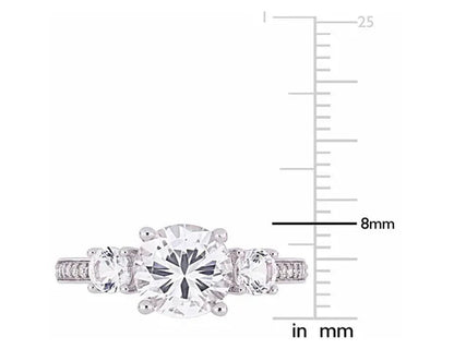 3.00 Carat (ctw) Lab Created White Sapphire Ring in 10K White Gold with Diamonds