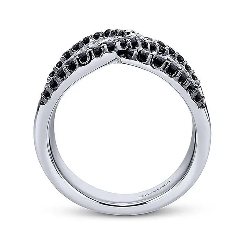Women's classic creative black and white diamond ring ring 925 silver lady ring