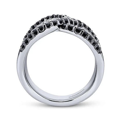Women's classic creative black and white diamond ring ring 925 silver lady ring