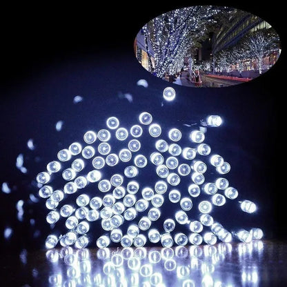 8 modes Solar String Lights 50/100/200 LED 8 Modes Solar Powered Xmas Outdoor Lights Waterproof Starry Christmas Fairy Lights for Indoor Gardens Homes Wedding