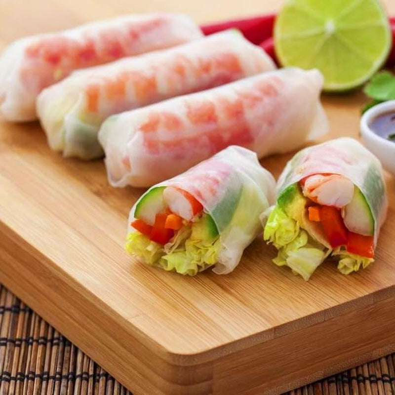 35 Sheets of Premium Rice Papers Wrappers (米纸) for Spring Rolls (春卷), Wonton (餛飩), Egg-Rolls (蛋卷), Lumpia, Samosa, Dumpling, Sushi; Low Carb, Gluten-Free, 22Cm round (1PACKS 12 Oz)