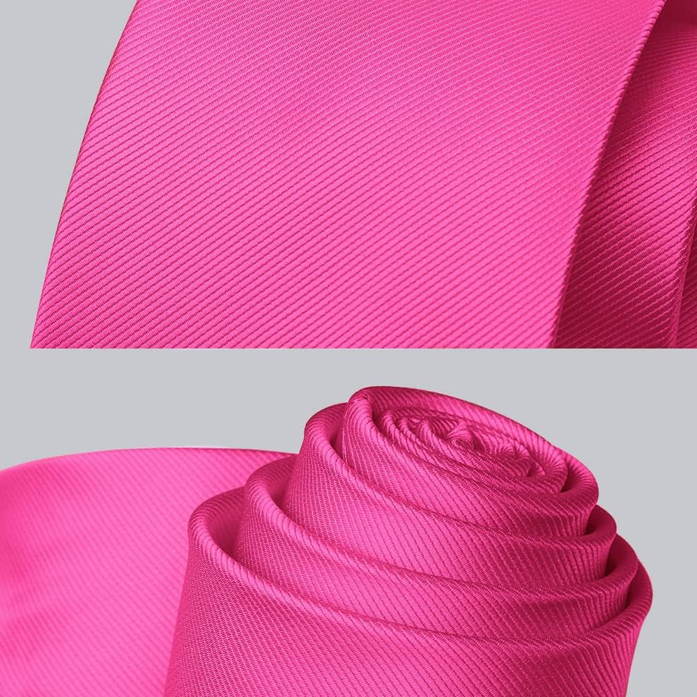 Mens Ties Solid Color Ties for Men Formal Necktie with Pocket Square Set Satin Silk Neck Tie Handkerchiefs Set