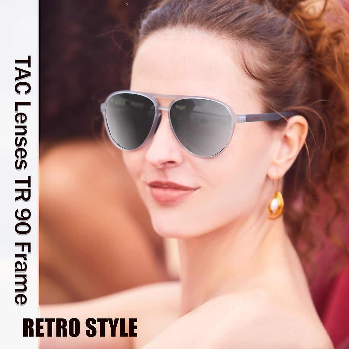Lightweight TAC Polarized Tinted Classic Vintage Retro 70s Sunglasses, TR-90 Frame for Women Men, UV 400 Protection