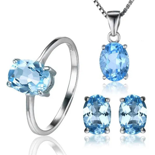 Majesty Diamonds MDS170157 5.6 CTW Oval Blue Topaz Pendant Set in .925 Sterling Silver - Size 6