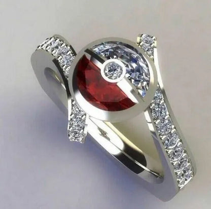 2021 Exquisite Red Zircon Princess Wedding Engagement Ring Size 4-11