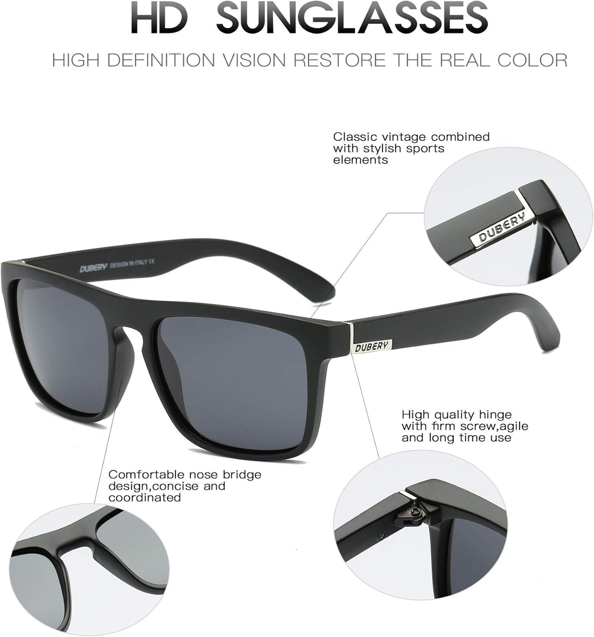 Classic Polarized Sunglasses for Men Women Retro 100% UV Protection Driving Sun Glasses D731