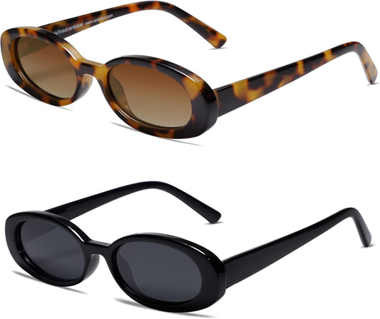 Polarized Retro Oval Sunglasses for Women and Men Small 90S Style VL9580