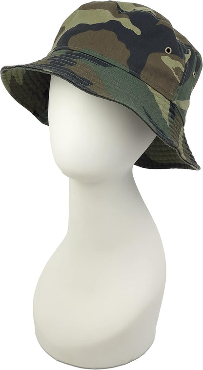 Bucket Hat 100% Cotton & Denim Lightweight Packable Outdoor Summer Beach Fishing Sun Hat