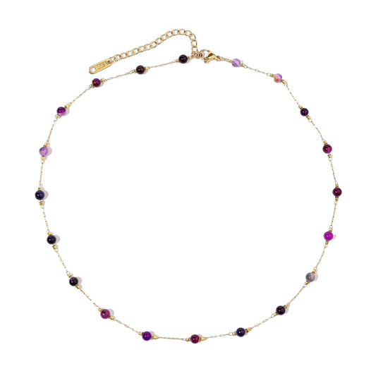 Amethyst Necklace for Women Dainty Adjustable 4Mm Amethyst Choker Necklace Purple Crystal Bead Necklace Gemstone Necklace Healing Stone Necklace Amethyst Jewelry for Women