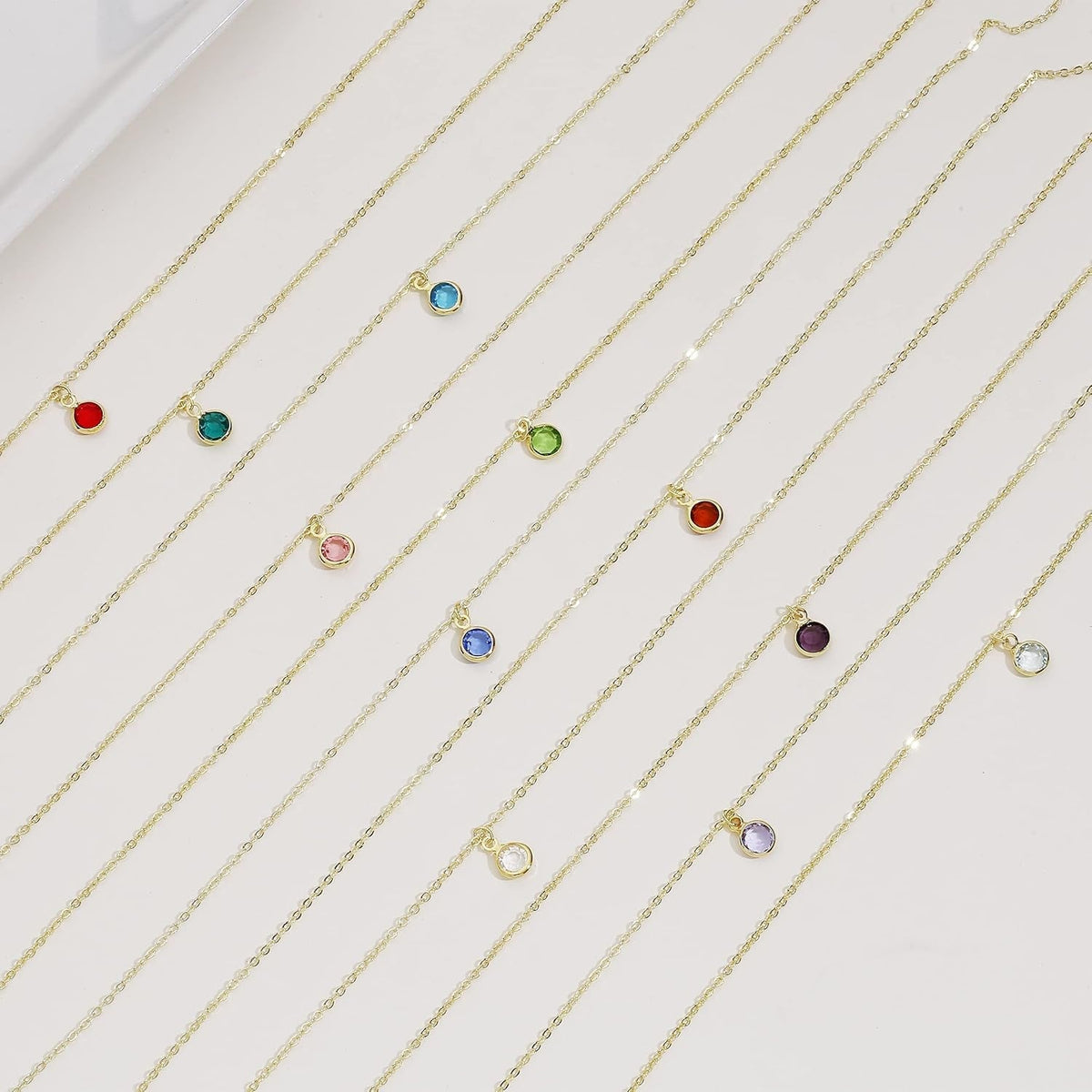 18K Gold Plated Dainty Birthstone Pendant Necklace Personalized Minimalist Simulated Diamond Cubic Zirconia Birthstone Charm Everyday Necklaces Simple Birthday Gift Daily Jewelry for Women