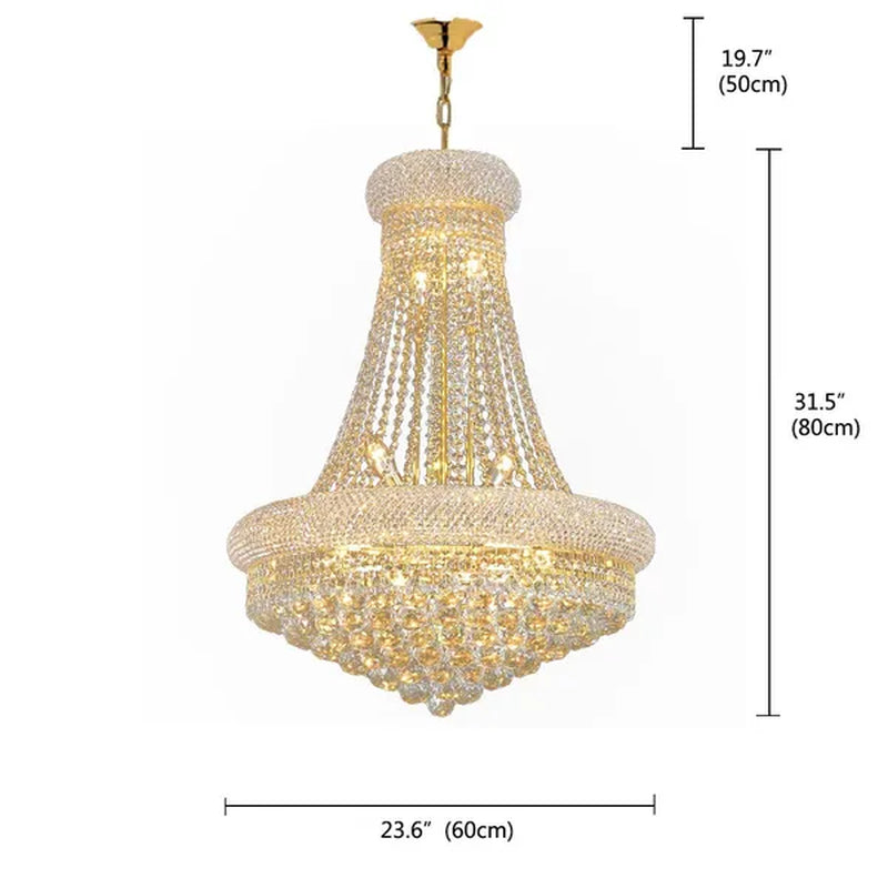 14-Lights Crystal Chandelier Modern French Empire Pendant Lamp Ceiling Hanging Lighting Fixture