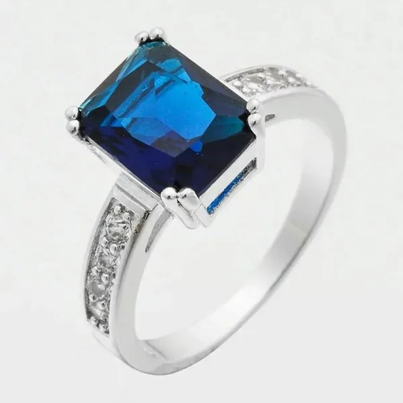 6-Color Natural 3.58CT White/Alexandrite/Sapphire/Pink/Emerald/Ruby Diamond 14K White Gold Ring Size 6-10