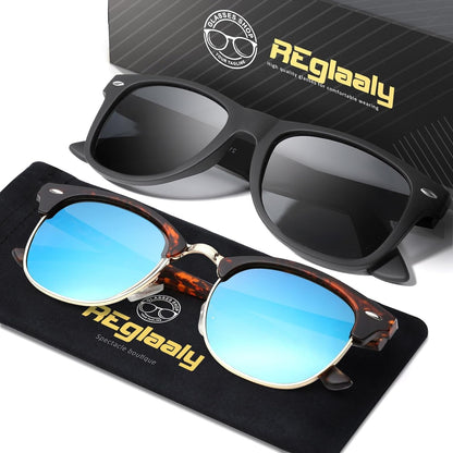 Sunglasses Men and Womens, Polarized Sunglasses for men with UV Blocking Semi-Rimless Frame for Driving & Hiking