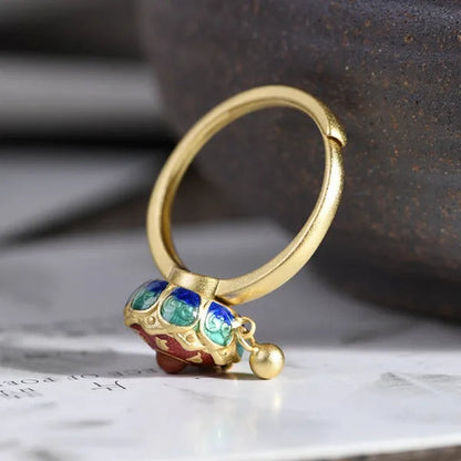 Buddhism Lotus Rotating Ring Buddhist Tibetan Prayer Wheel Mantra Finger Ring YVO