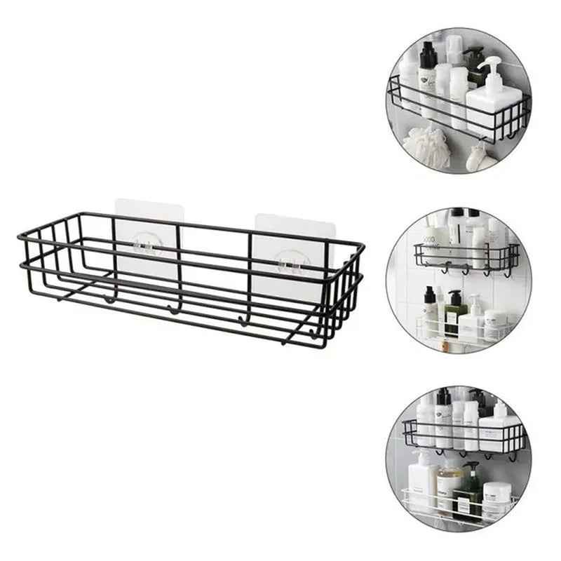 Wall Mounted Hanging Storage Shelf Kitchen Bathroom Shower Storage Rack Punch Free