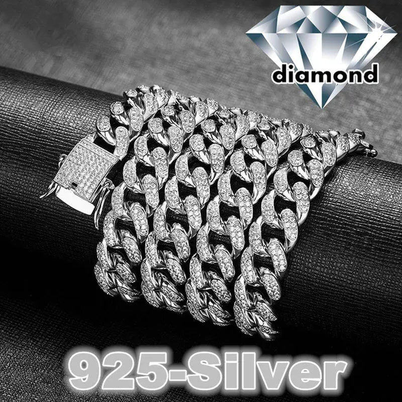 New 2018 Mens Womens Fashion Chain Hiphop Iced Out Curb Cuban Diamond 18K Gold / 24K Gold / 925 Silver Plated Necklace Bracelet Paved Clear Rhinestones