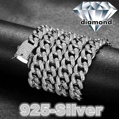 New 2018 Mens Womens Fashion Chain Hiphop Iced Out Curb Cuban Diamond 18K Gold / 24K Gold / 925 Silver Plated Necklace Bracelet Paved Clear Rhinestones