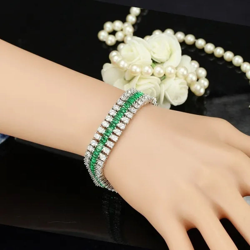 CANDICE Sparkling Wedding Bangle Jewelry Design Luxury Cubic Zirconia White Gold Plated Bridal Wide Bracelet For Women