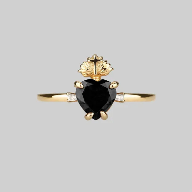 Elegant Exquisite silver plated Ring Sacred Heart Ruby Ring Women's Fashion Engagement Anniversary Zircon Ring