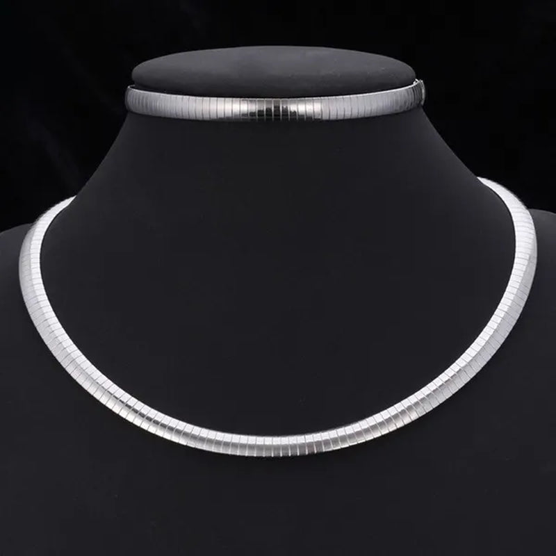 Trendy Women Jewelry Set Silver Gold Stainless Steel Choker Necklace Bracelet Set Suits
